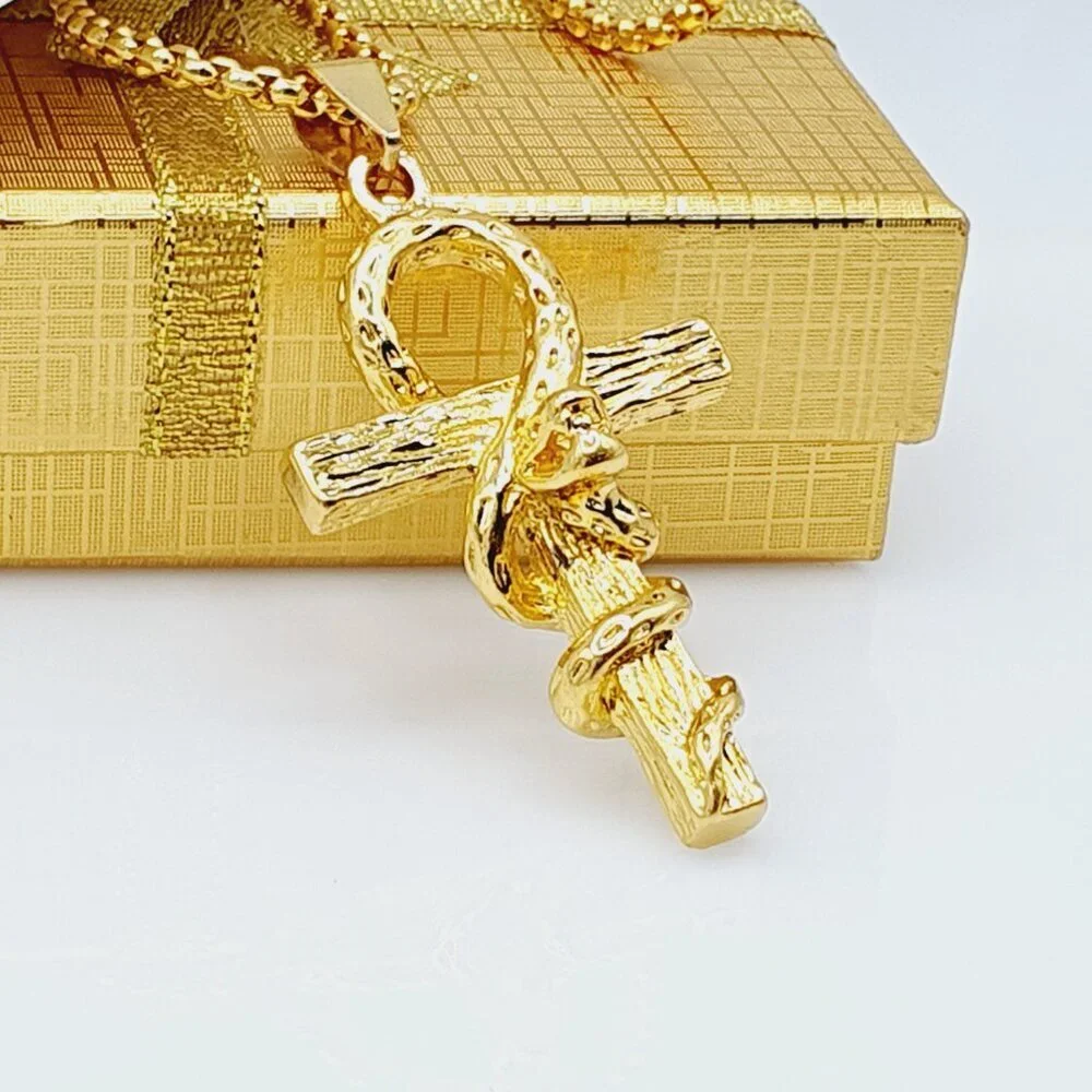Gothic Snake Wrapped Cross Necklace for Men, BL55590025